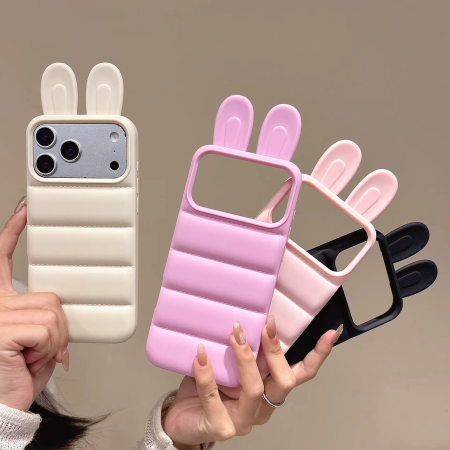 Niedrige 3D-Hasenohren Handyhülle für Apple iPhone 17 16 15 Pro Max, weiche und stoßfeste Schutzhülle - Bild 2
