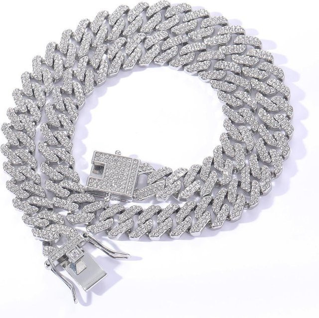 YIRAN Halskette Cuban Link, 50cm, Strass, Unisex - Bild 1