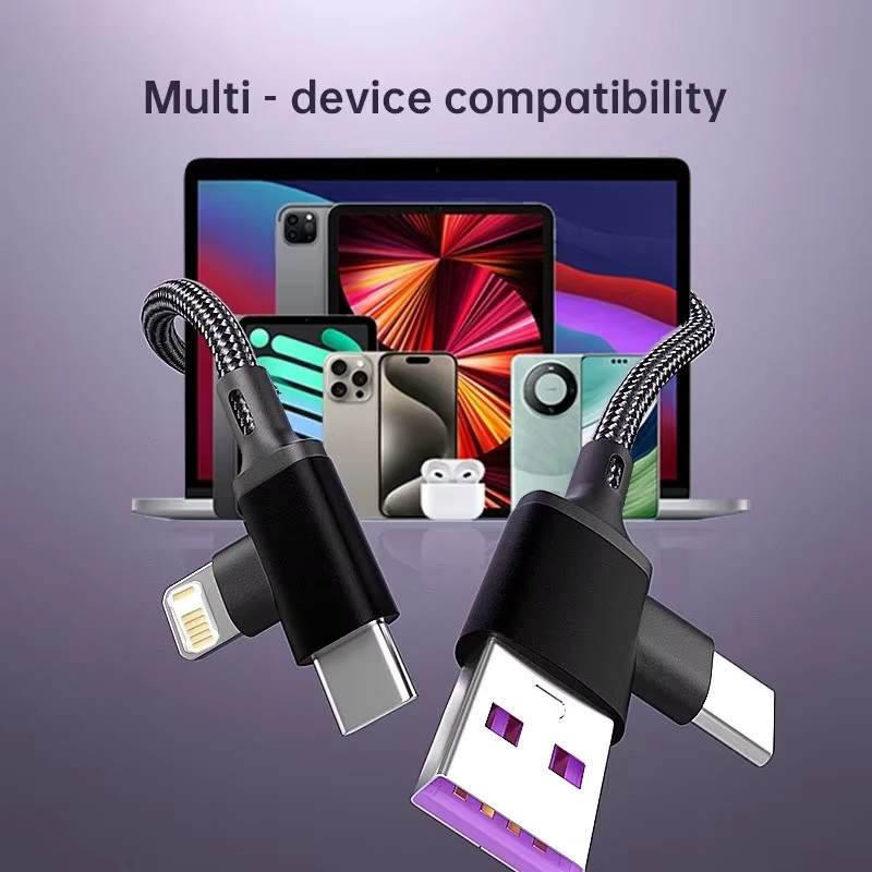 OIITH 2-in-1 USB-A auf USB-C Schnellladekabel in Weiß für iPhone, iPad, Samsung und Xiaomi - Bild 4