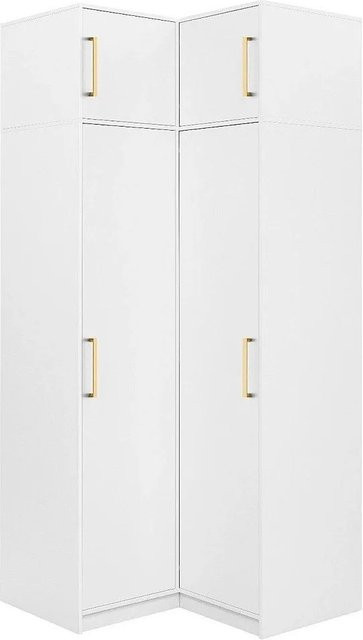 Vente-unique Eck-Kleiderschrank Lizandro Weiß modern matt B: 115,2 cm, T: 106,5 cm, H: 245,0 cm - Bild 1