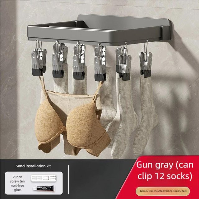 Yiran Furniture Wäscheklammer-Haken aus Aluminium in Grau zur winddichten Aufhängung von Socken und Babykleidung - Bild 1