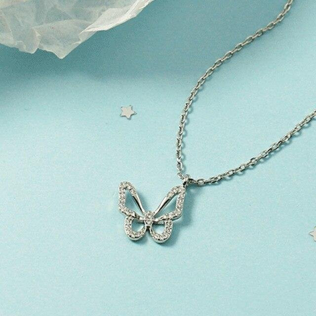 Halskette Schmetterling Anhänger, 925 Silber, Zirkonia, Damen - Bild 1
