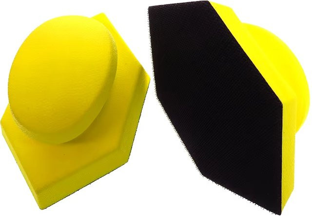 Manueller Handgummi-Schleifblock aus PU-Schaum in Gelb, Schleifscheibenhalter zum Polieren von Holzmöbeln, B/H: 150 x 90 mm - Bild 1