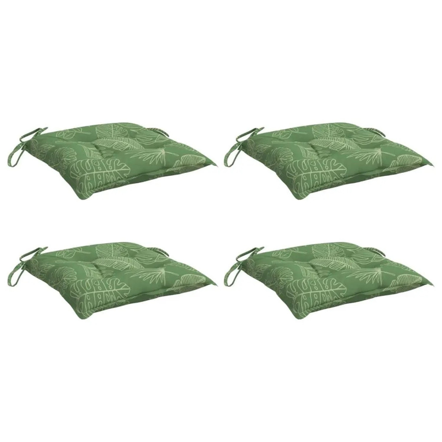 vidaXL Stuhlkissen 4er Set Blattmuster Grün aus Polyester, wasserabweisend und UV-beständig, B/T/H: 40 x 40 x 7 cm - Bild 2