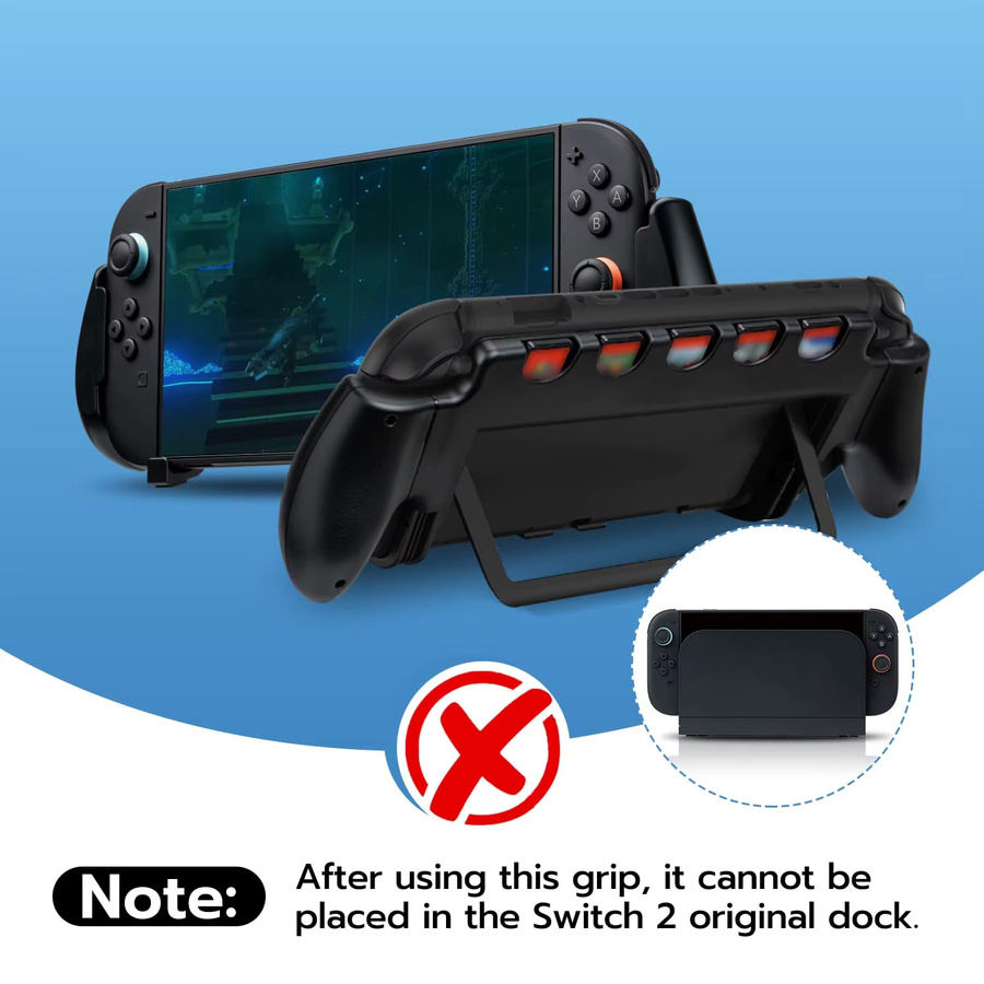 Ergonomische Anti-Rutsch-Schutzhülle für Nintendo Switch 2 mit Handgriff und Ständer in Schwarz - Bild 6
