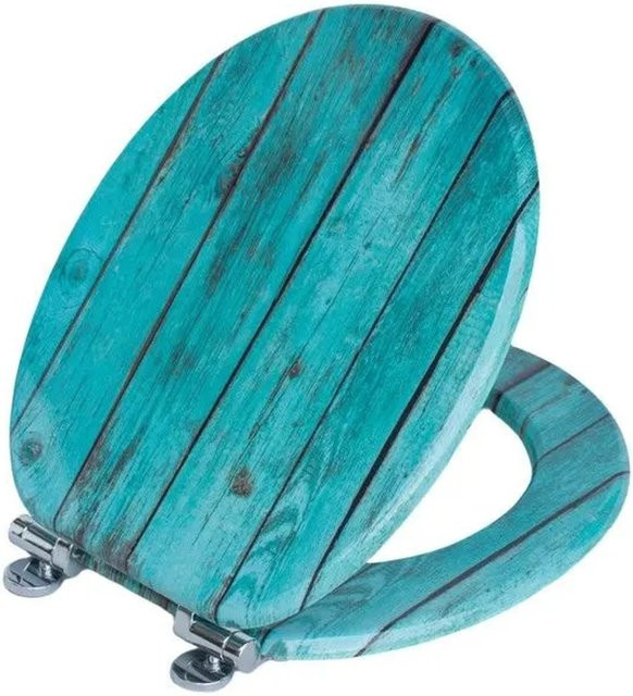 SINOBATH WC Sitz mit Absenkautomatik aus MDF Holzkern in Türkis, oval, B: 43,5 cm, T: 37,8 cm, H: 5,0 cm - Bild 1