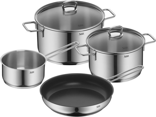 Silit Topf-Set Alicante 4-teilig aus Edelstahl mit Antihaftbeschichtung und Glasdeckeln in Silber - Bild 1