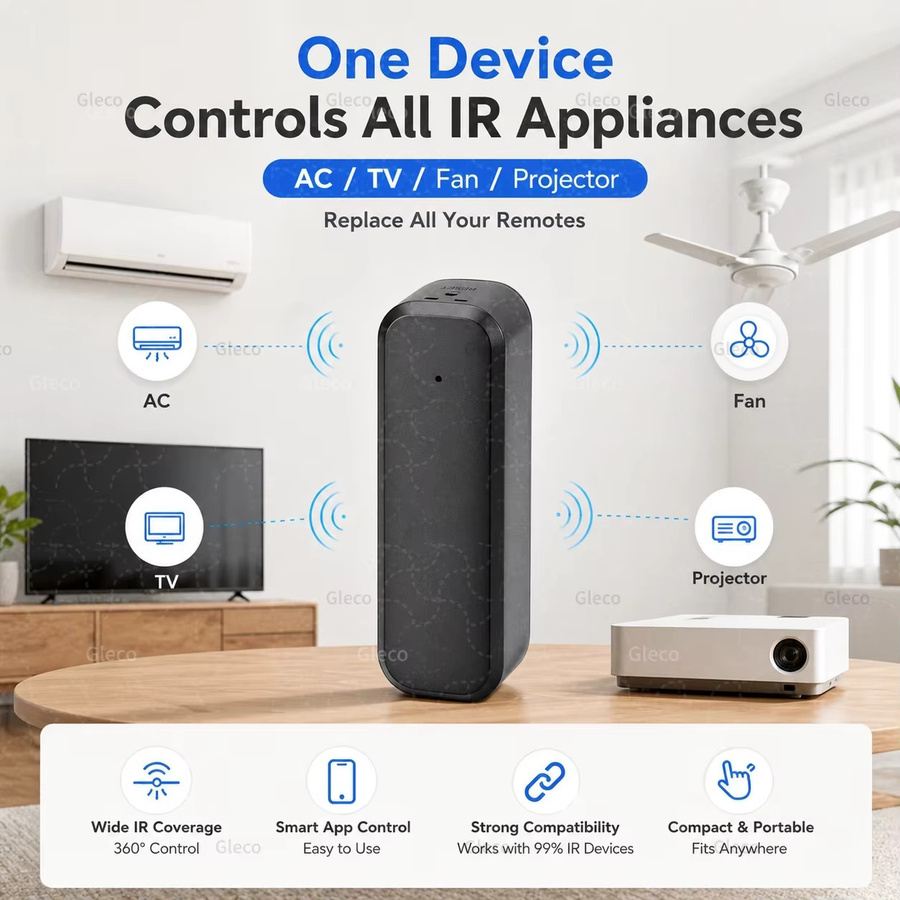 Coolo Zigbee IR-Fernbedienung als universeller Infrarot-Controller mit Temperatur- und Feuchtigkeitssensor in Schwarz für Tuya Smart Life und Zigbee2mqtt Gateway - Bild 3