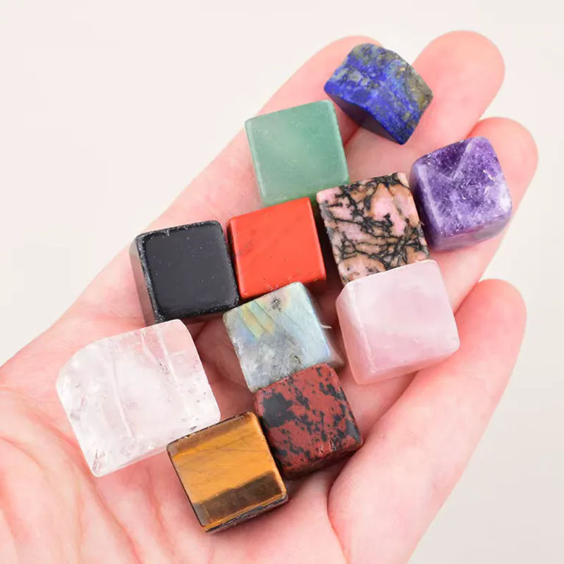 RYCRYSTAL Polierte Edelstein-Würfel aus Rosenquarz, Amethyst und Obsidian als natürliche Kristall-Dekoration für dein Zuhause - Bild 2
