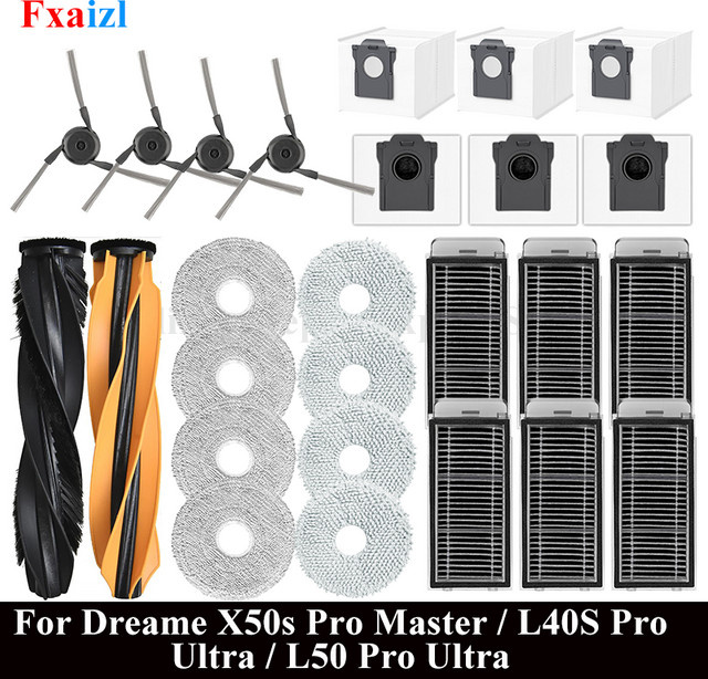 Dreame Zubehör-Set mit Hauptseitenbürsten, Filtern, Staubbeuteln und Mopp-Tuch-Pads für X50 Ultra, X50 Master, L50 Pro Ultra und L40S Pro Ultra - Bild 1