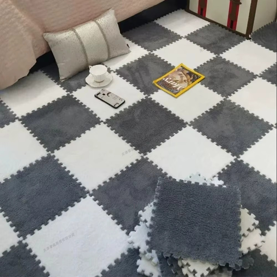 DHDH 20er Set Plüsch Baby Spielmatte in Weiß, weiche Puzzle Krabbelmatte für Kinderzimmer und Schlafzimmer, B/T: 30 x 30 cm - Bild 4