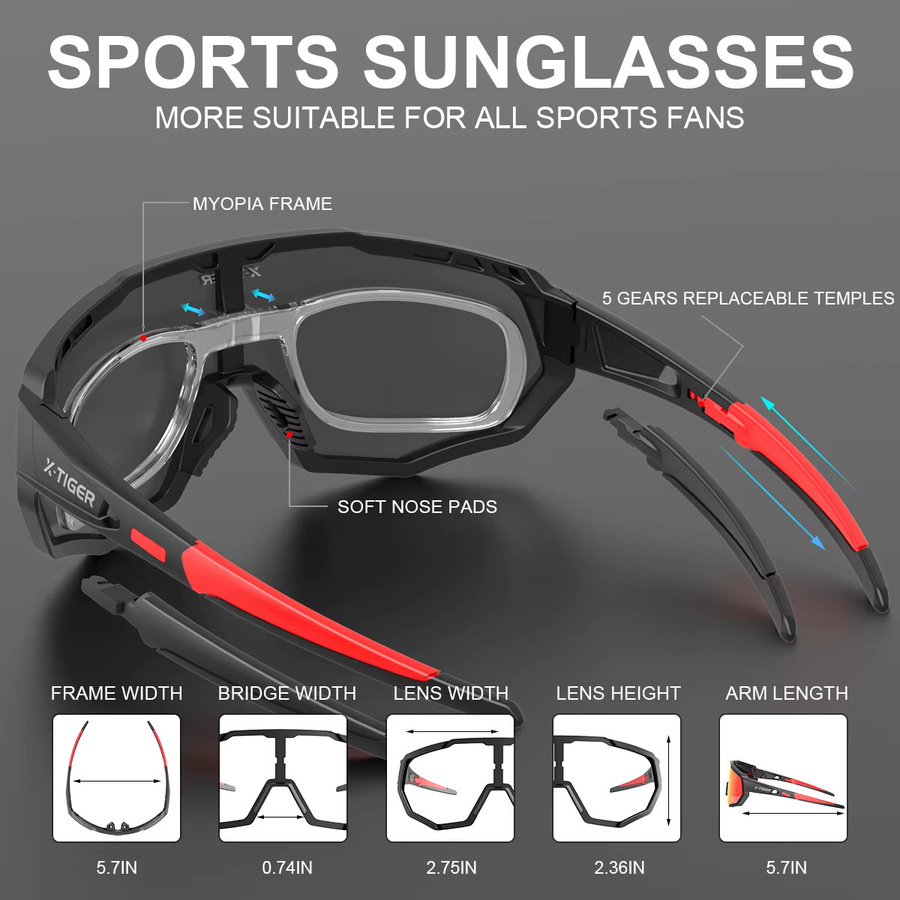 X-TIGER Sportsonnenbrille, photochrom, polarisiert, Kunststoff - Bild 4
