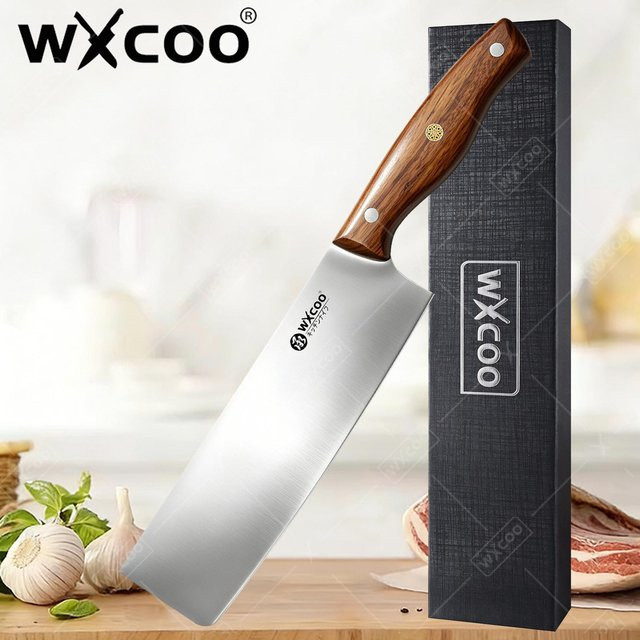 WXCOO Japanisches Küchenmesser als handgefertigtes Fleischbeil und Tranchiermesser mit Holzgriff - Bild 1
