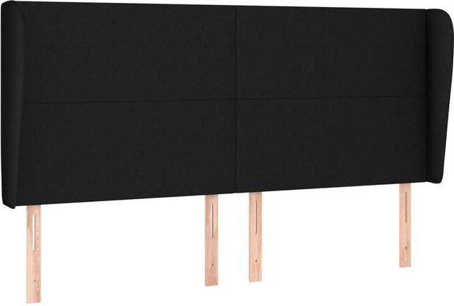 vidaXL Kopfteil mit Ohren in Schwarz aus Stoff, B/T/H: 163 x 23 x 118/128 cm - Bild 1