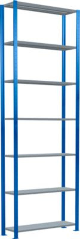 Schulte Lagertechnik Fachbodenregal Stecksystem MultiPlus250 Grundregal mit 7 Fachböden und Kreuzstrebe, Farbe: Enzianblau, B: 100 cm, T: 30 cm, H: 300 cm - Bild 2