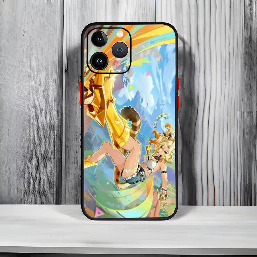 Stoßfeste Handyhülle Genshin Xilonen in Schwarz Matt für iPhone 17, 16, 15 und 14 Pro Max - Bild 4