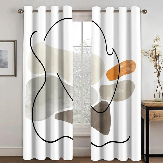 Yiran Furniture Vorhänge mit abstraktem geometrischem Design im Boho-Stil, 2er-Set, halbtransparent, Mehrfarbig, Breite: 100 cm, Höhe: 160 cm - Bild 1
