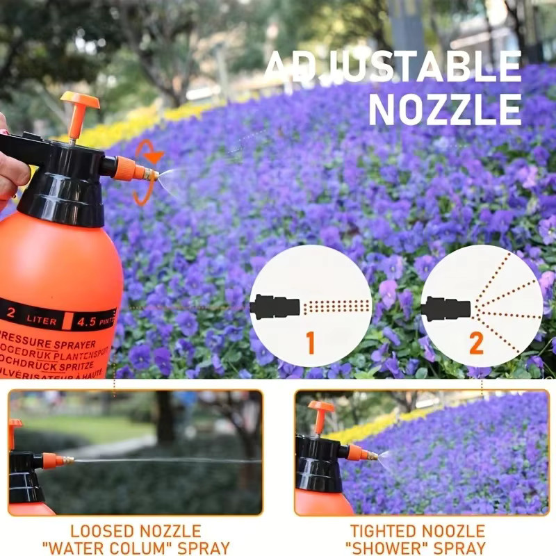 LUSQI Handdrucksprinkler in Orange als Gartensprinkler und Sprühflasche mit Luftkompressionspumpe - Bild 5
