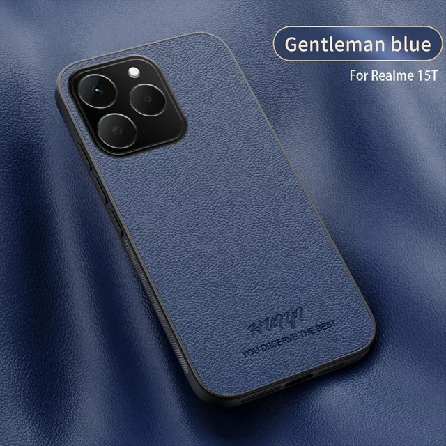 Luxus Leder Schutzhülle mit Magnetfunktion und Kamera-Schutz für Realme 15T in Schwarz oder Grau - Bild 1