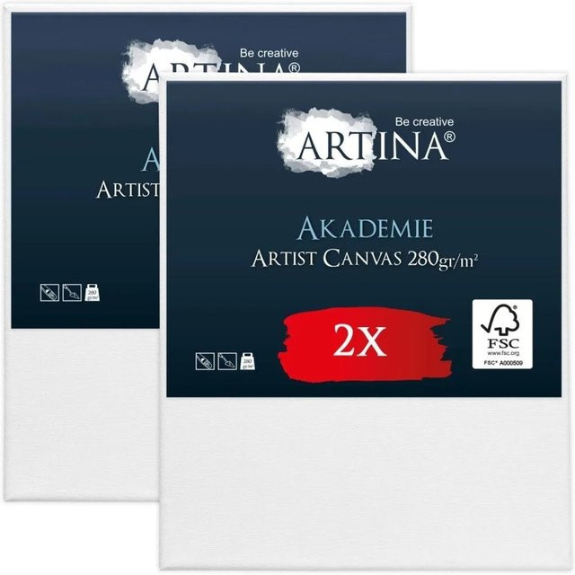 Artina Akademie Keilrahmen Set aus FSC Holz mit Baumwollbespannung in Weiß, B/H: 50 x 60 cm, 2-teilig - Bild 1