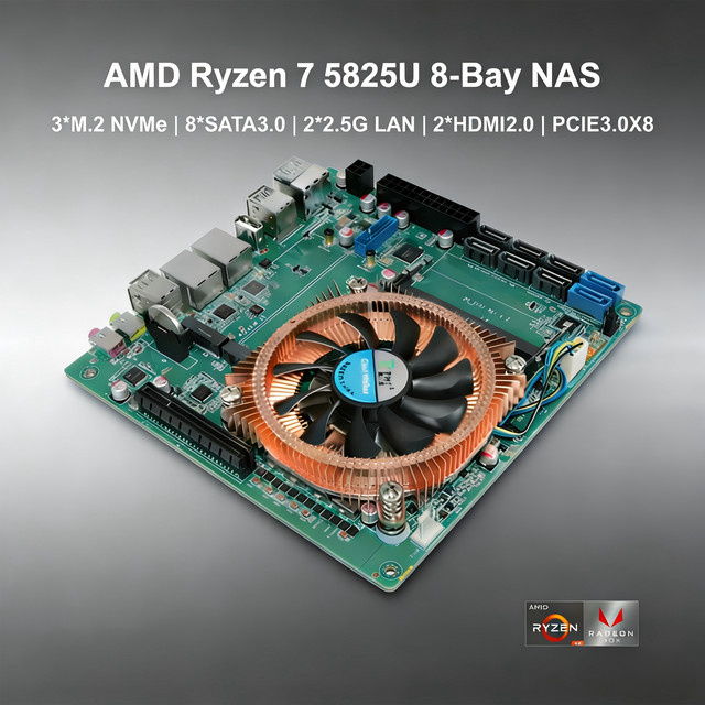 N21 Mini-ITX NAS Mainboard mit AMD Ryzen 7 5825U, 8x SATA 3.0, 3x M.2 NVMe, Dual 2.5G LAN und DDR4 Support für Firewall und Gaming - Bild 1