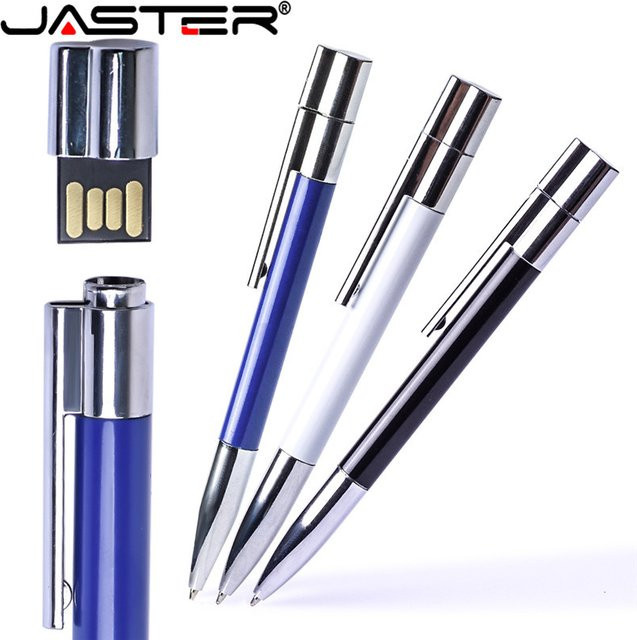 Jaster USB-Flash-Laufwerk 2.0 als Kugelschreiber in Weiß oder Blau - Bild 1