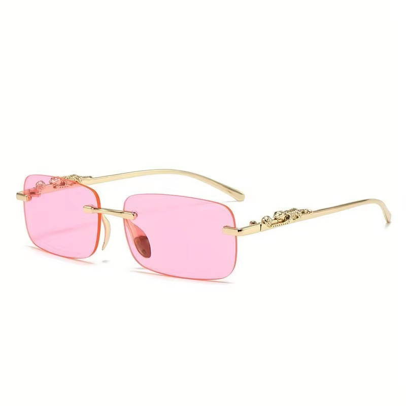 DIXSG Korrektionsbrille, randlos, rechteckig, Metall, pink, Unisex - Bild 2