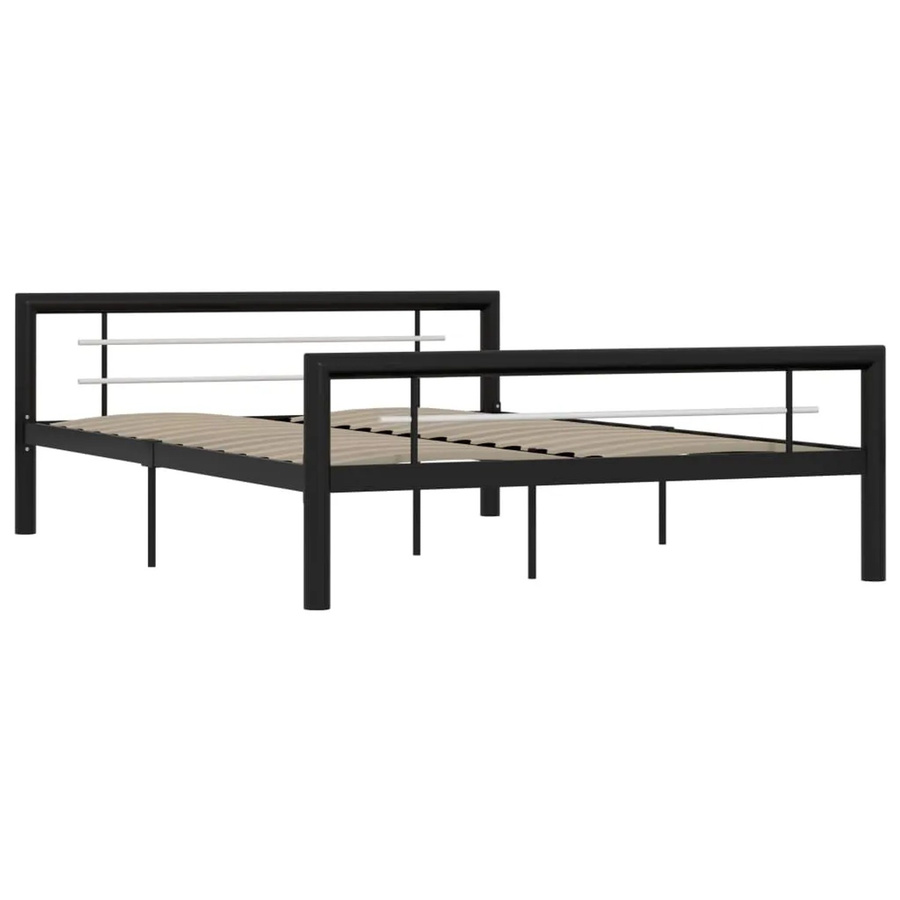 vidaXL Bettgestell aus Metall in Schwarz und Weiß, B/T/H: 140 x 200 x 85 cm - Bild 2
