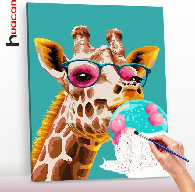 Huacan Giraffen-Malset nach Zahlen, Leinwand, für Erwachsene - Bild 1