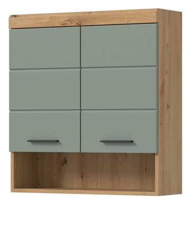 Inn.Furn Badezimmer Hängeschrank Shawn in Grün und Eiche, B/H: 74 x 79 cm