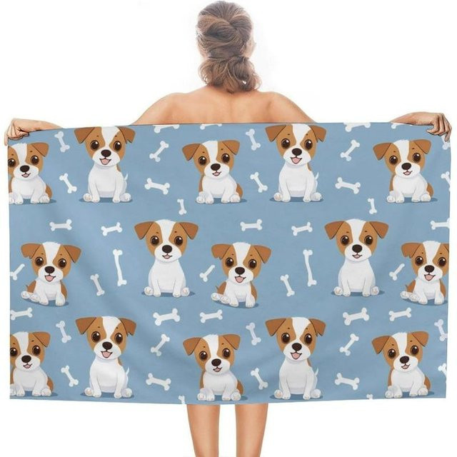 Strandtuch mit Jack Russell Terrier Welpen Motiv von Dalangpa, Multicolor, Breite: 30 cm, Höhe: 60 cm - Bild 1