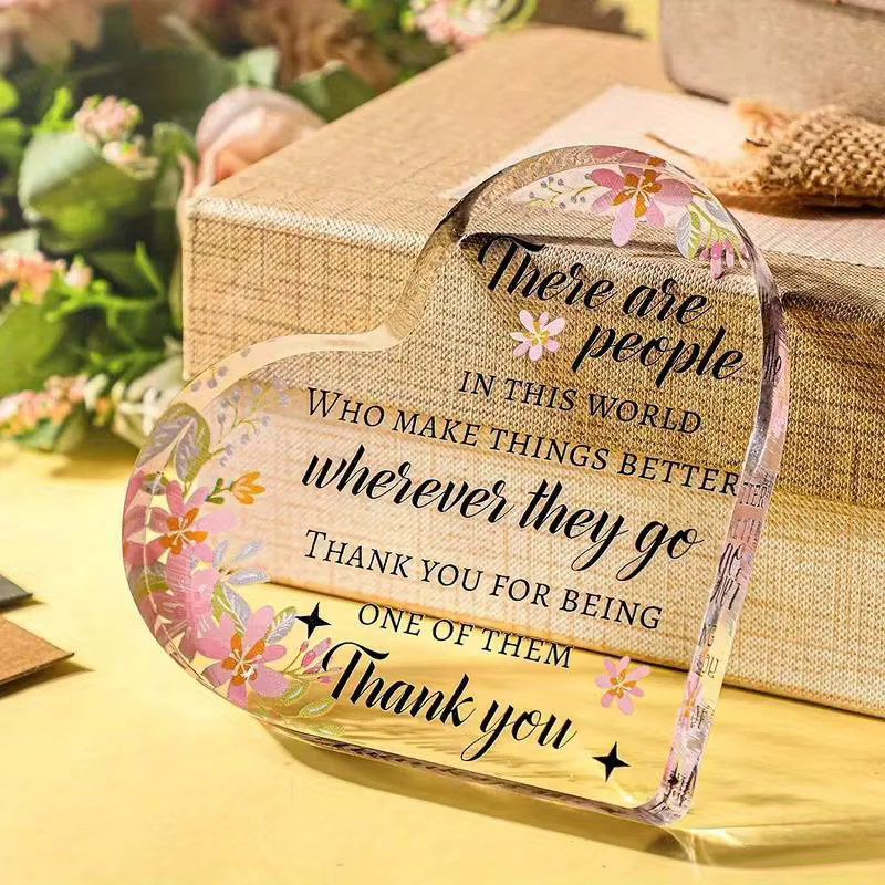 Herzförmiges Acryl-Schild von CIFBUY mit Blumendesign in Transparent und Weiß, Durchmesser: 10 cm - Bild 2