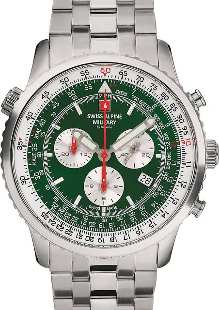 Swiss Alpine Military Chronograph, Quarz, Edelstahl, Grün, 45 mm, Herren - Bild 1