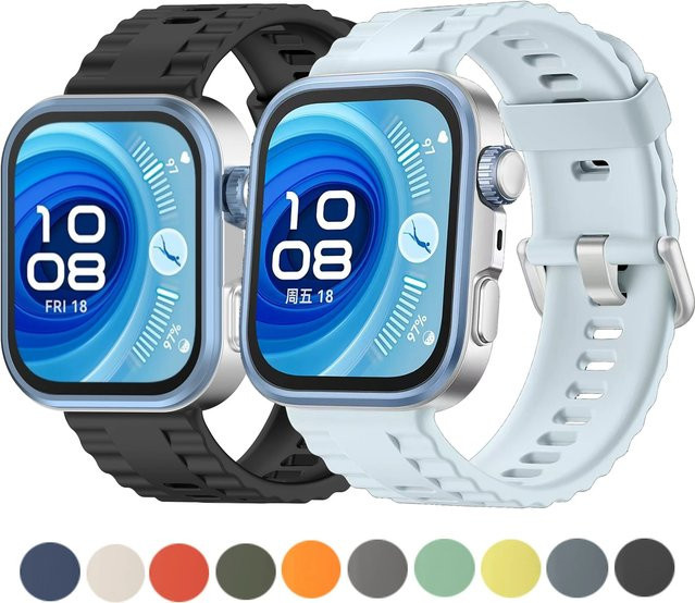 Huawei Uhrenarmband Silikon, Marine-Muster, Schwarz, Unisex - Bild 1