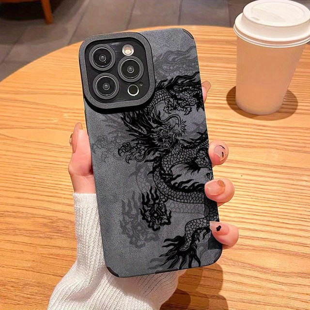 Stoßfeste Handyhülle mit chinesischem Drachenmuster für Apple iPhone, Farbe: Grau - Bild 1
