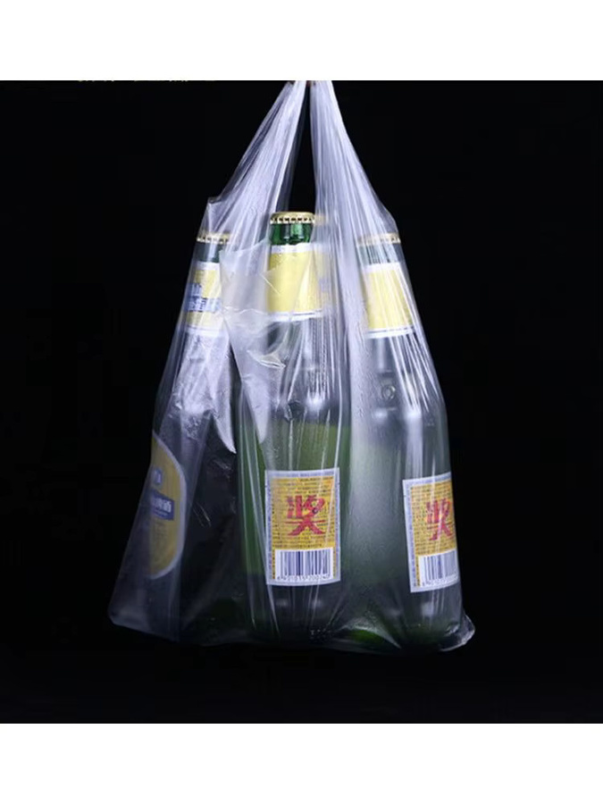 100 Stück transparente Plastik-Einkaufstüten mit Griff für Lebensmittel und Supermarkt-Einkäufe - Bild 6