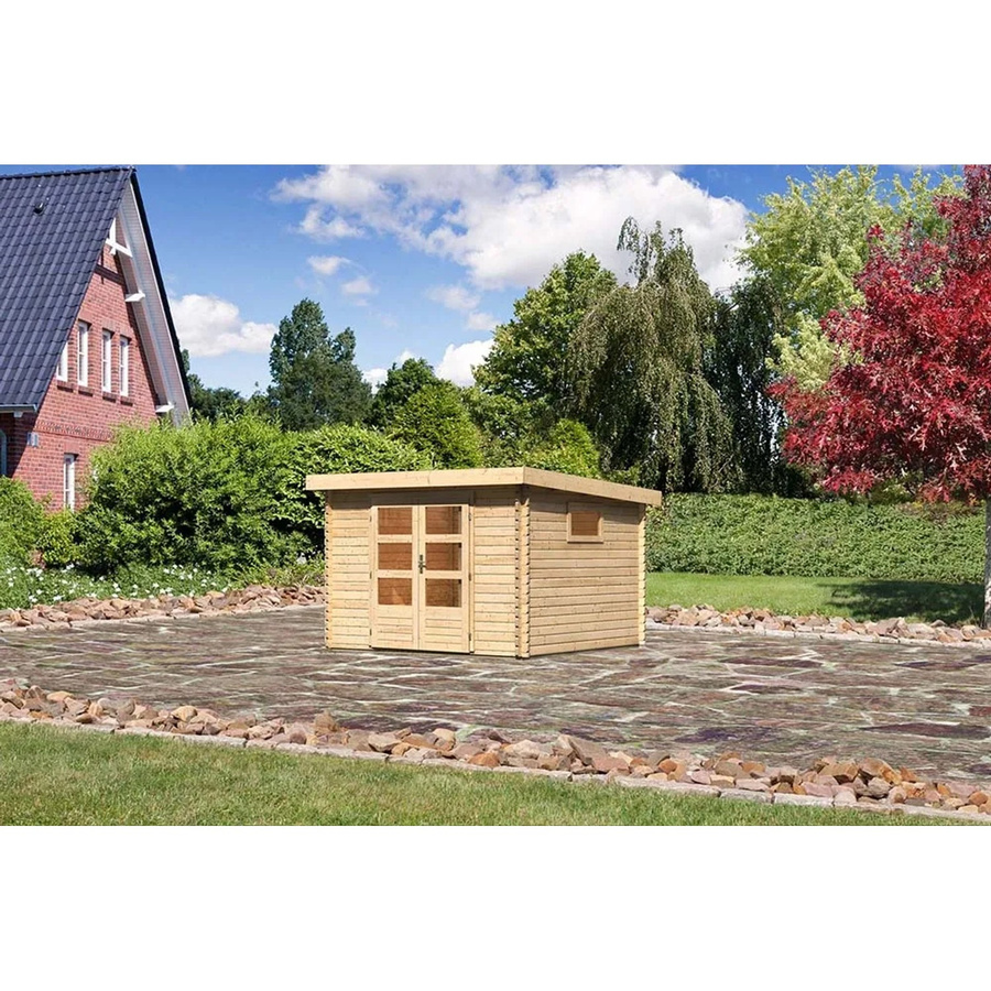 Karibu Holz-Gartenhaus Jeebel 3 in Natur mit Pultdach und moderner Blockbohlenbauweise B/T: 282 x 282 cm - Bild 2