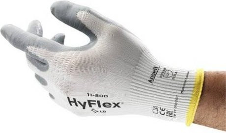 Ansell HyFlex Nylon Arbeitshandschuh in Weiß mit Nitrilbeschichtung Größe M nach EN 388 und EN 407 - Bild 1