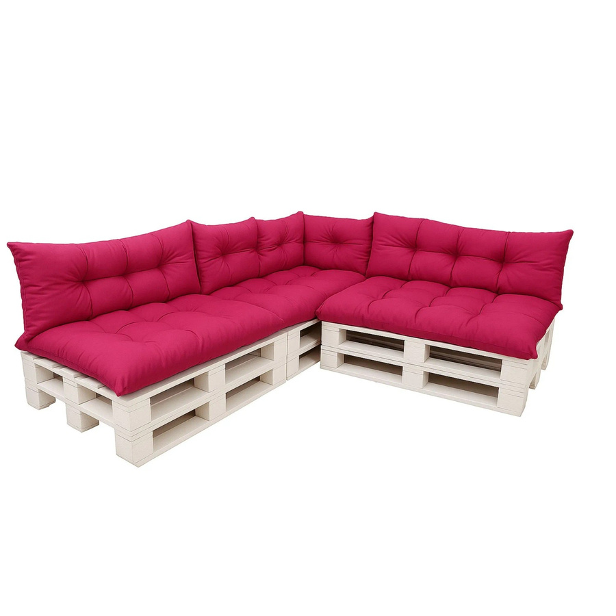 Setgarden 7er Palettensofa Kissen-Set für Outdoor in Rose, bestehend aus 7 Teilen mit Sitzkissen Breite: 120 cm, Tiefe: 80 cm und Rückenkissen Breite: 120 cm, Höhe: 40 cm - Bild 2