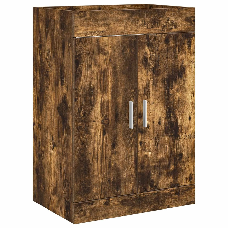 vidaXL Badunterschrank Räuchereiche Modern mit Schranktüren, Farbe Braun, B/T/H: 78,5 x 37,5 x 81 cm - Bild 2