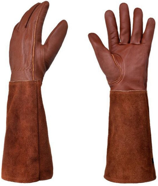 Durchstichfeste Gartenhandschuhe aus Schweinsleder für Damen und Herren in Braun, Sorte Pear sweet - Bild 1