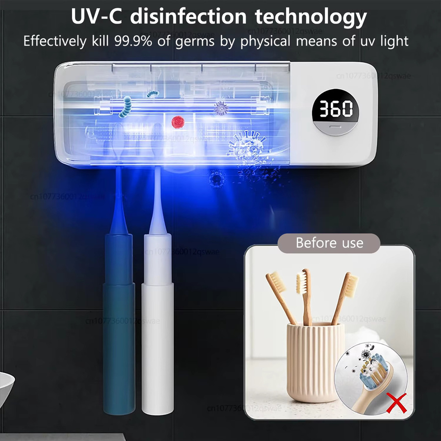 XMSJ Elektrischer Zahnbürsten-Sterilisator, UV-Sterilisation, 4 Steckplätze, weiß, Unisex - Bild 2