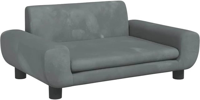 vidaXL Kindersofa aus Samt in Dunkelgrau, B/T/H: 70 x 45 x 33 cm - Bild 1