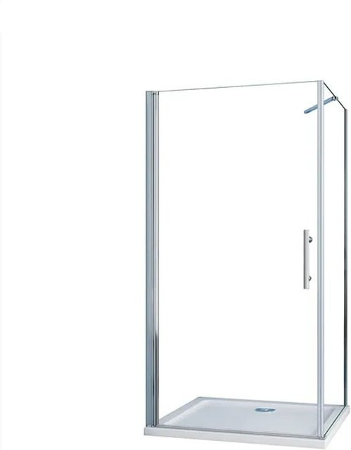 Duschparadies Eckdusche mit Eckeinstieg und Schwingtür aus 6mm Nano Glas, Farbe Transparent/Silber, B/T/H: 70 x 90 x 195 cm - Bild 1
