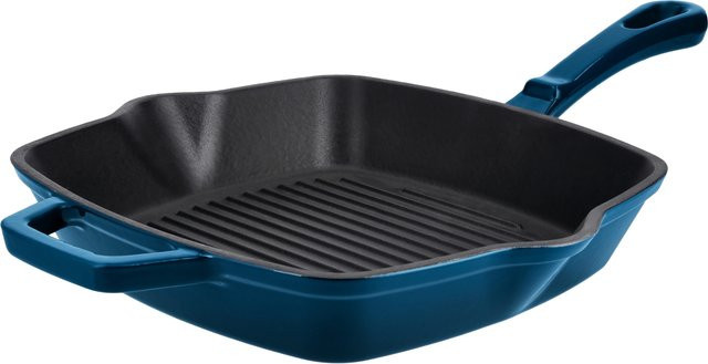 SILVERCREST Premium-Gusseisenpfanne Eckig Blau mit Emaille und Ausgießrand - Bild 1