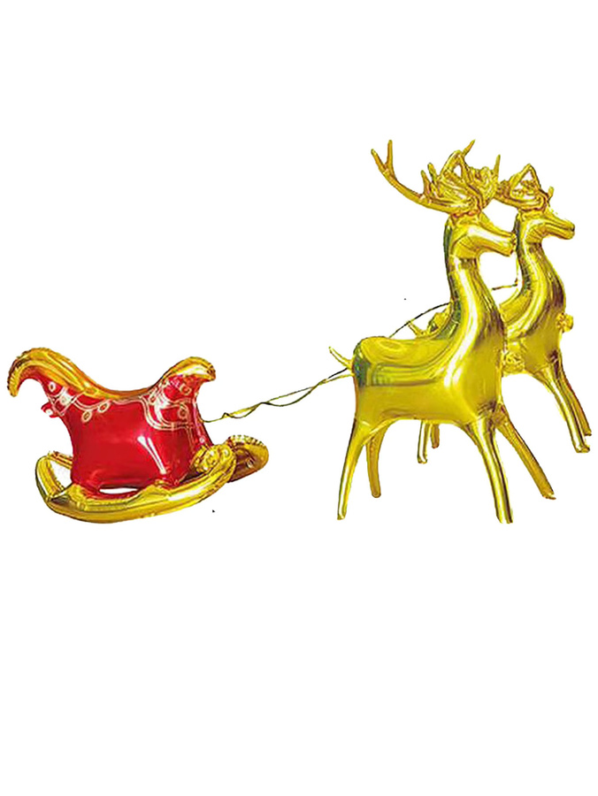 3er-Set Goldene Weihnachtsballons mit Elch- und Schlittenmotiven zur Dekoration für Weihnachten und Silvester - Bild 2