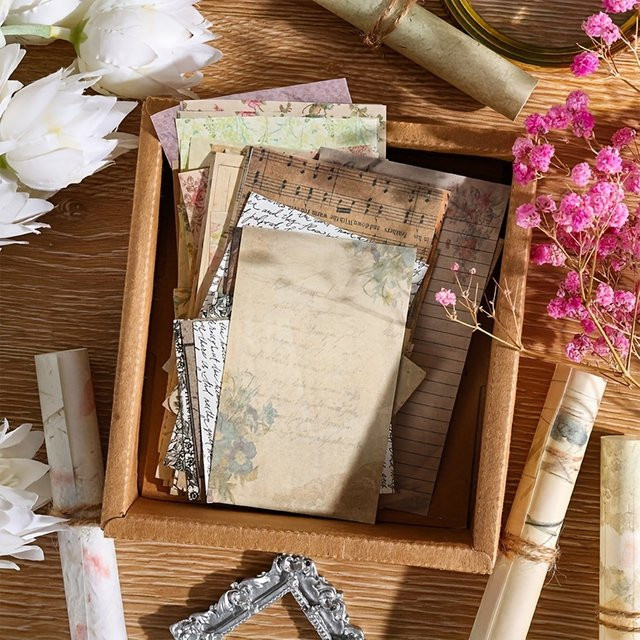 60 Stück Vintage Garten Scrapbooking Papier Set, dekoratives Retro Bastelmaterial in Mehrfarbig, mattes Konstruktionspapier für DIY Kunstprojekte - Bild 1