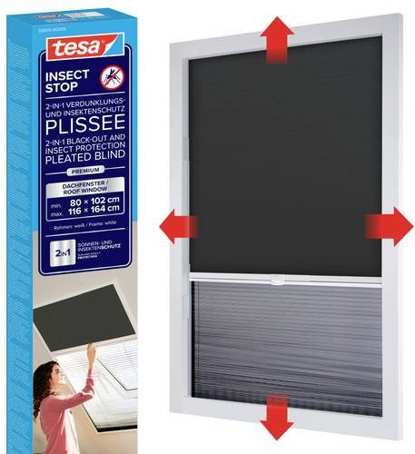 Tesa Insect Stop Dachfenster-Fliegengitter Anthrazit B: 116 cm, H: 164 cm - Bild 1