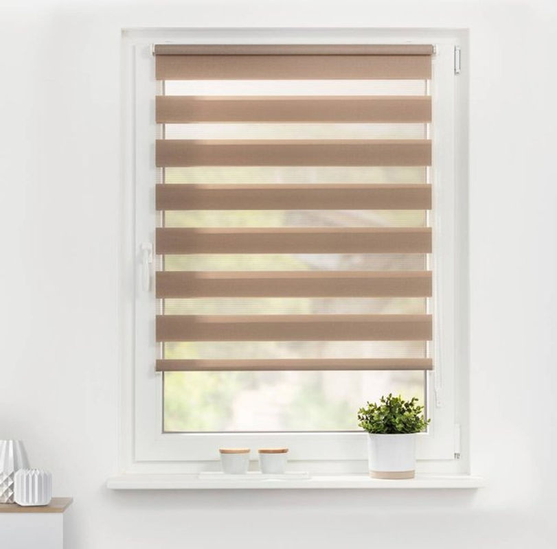 Lichtblick Doppelrollo Duo in Taupe mit Streifenmuster, Breite: 75 cm, Höhe: 150 cm - Bild 4