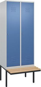 C+P Spind Classic PLUS Garderobenschrank mit Sitzbank, 2 Abteile, Zylinderschloss, 4 Garderobenhaken, B/T/H: 212 x 80 x 81,5 cm - Bild 1